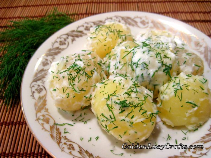 New potatoes with sour cream and dill, Ukrainian recipe