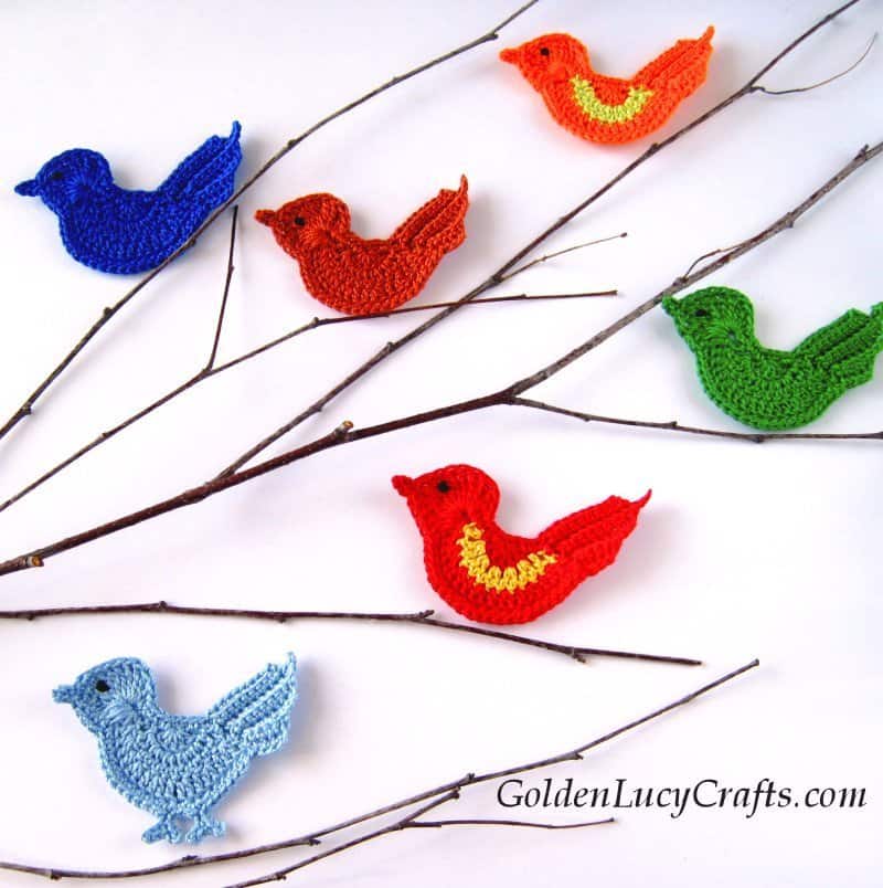 Crochet bird applique pattern