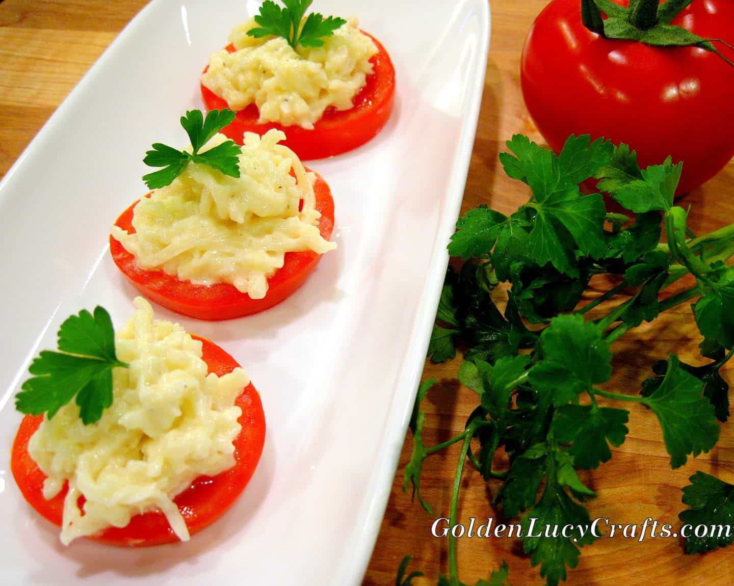 Tomato, Cheese and Garlic Appetizer Idea GoldenLucyCrafts