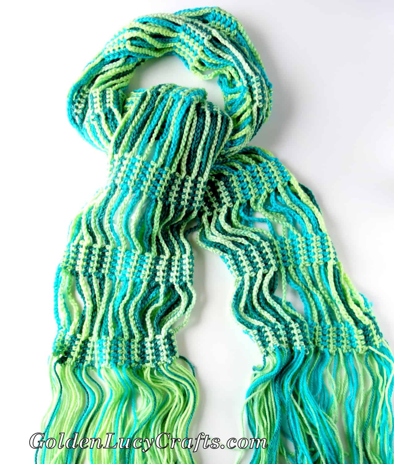 Crochet Scarf Made with Caron Cakes Yarn GoldenLucyCrafts