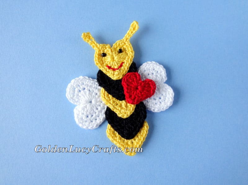 Crochet Bee Applique Valentine's Day Free Pattern