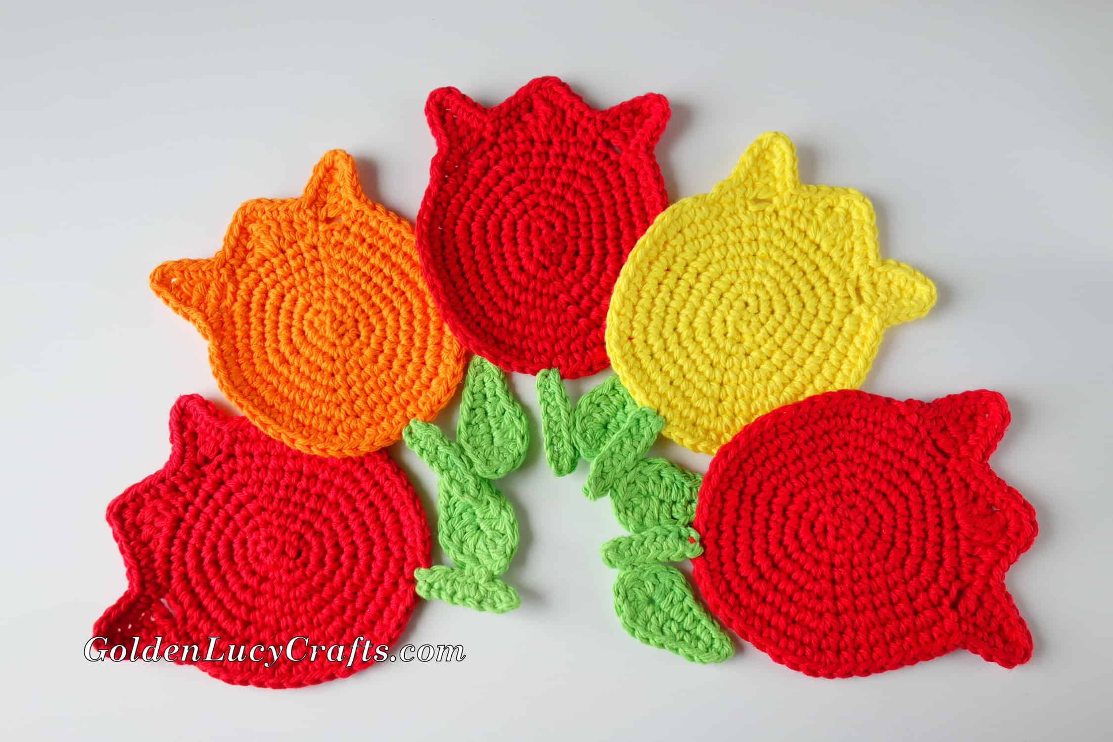 Crochet Pattern Tulip Coasters GoldenLucyCrafts