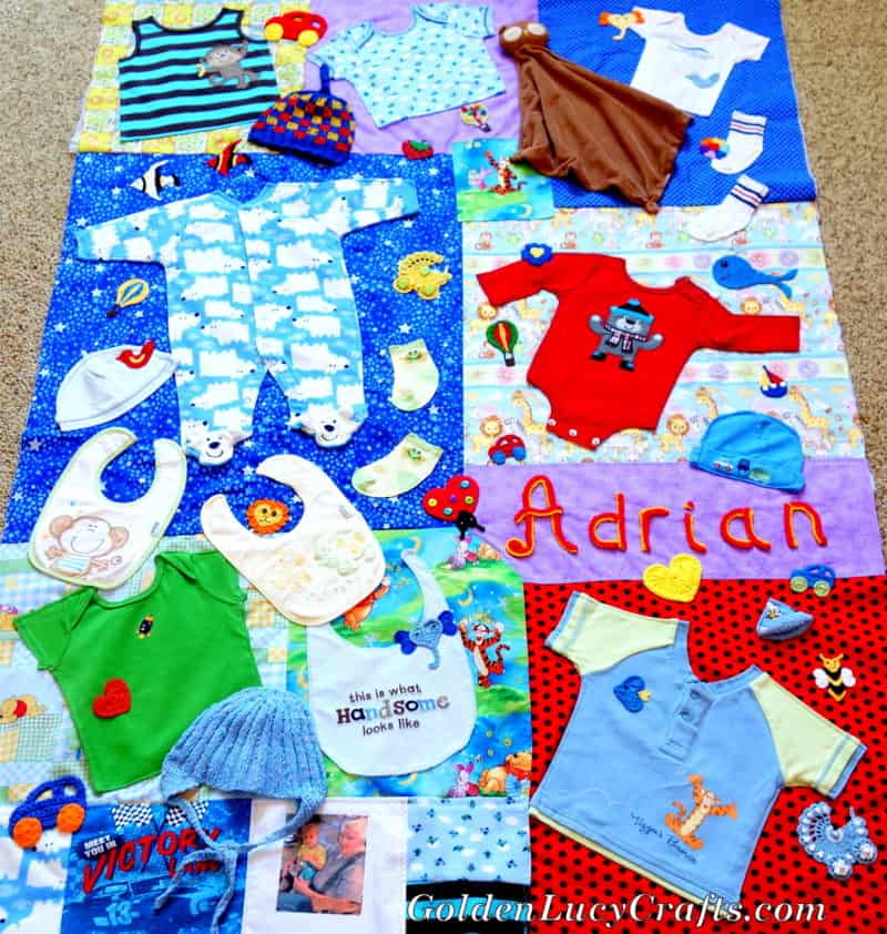 Process shot - top layer of baby quilt.