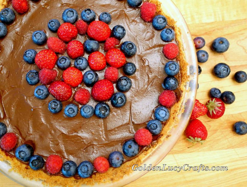 Chocolate tart garnished with berries