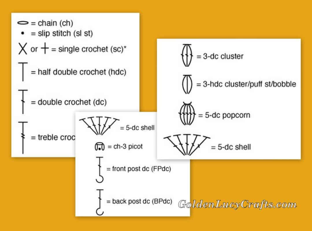 Crochet Chart Symbols GoldenLucyCrafts