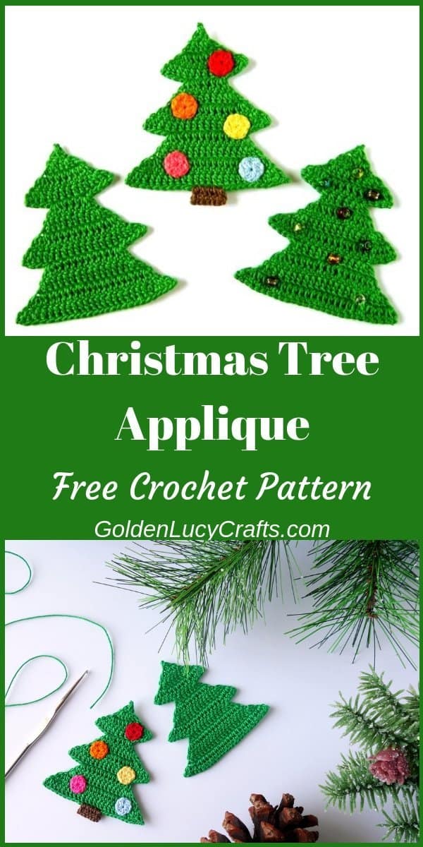 Crocheted Christmas tree appliques.