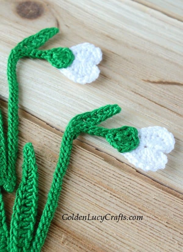 Crochet snowdrop, flower, spring, crochet applique, free pattern