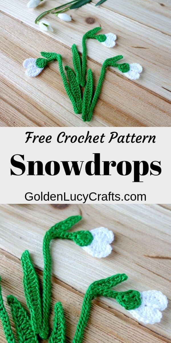 Crochet snowdrop flowers applique.