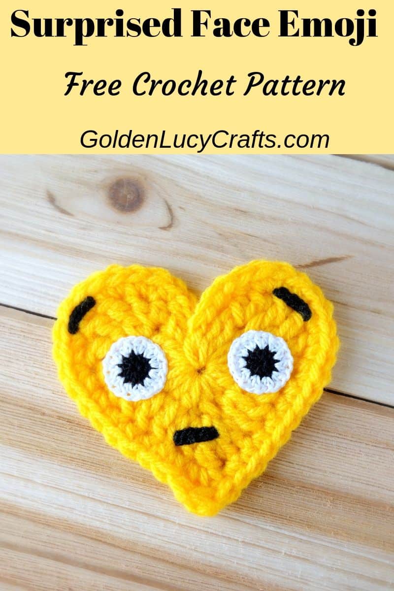 Surprised face crochet emoji