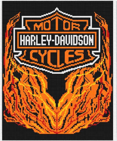 Graph for crocheted afghan with note motor harley-davidson cycles.