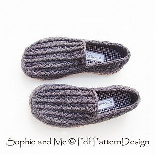 Pair of crocheted men's slippers.