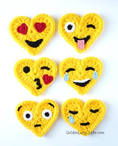 Crochet emojis, heart emojis, crochet pattern