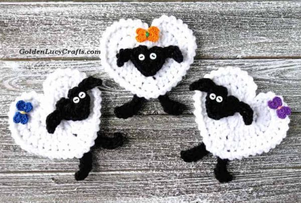 Crochet sheep applique, free crochet pattern