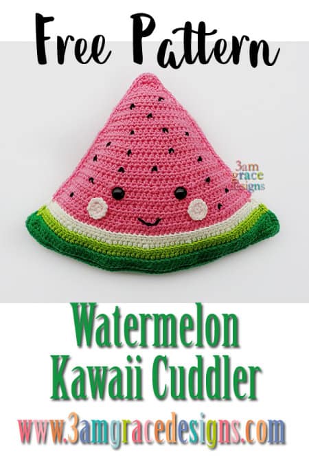 Watermelon-Kawaii-Cuddler-part of Watermelon free crochet pattern roundup