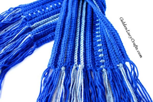 Crochet winter scarf for men, free pattern