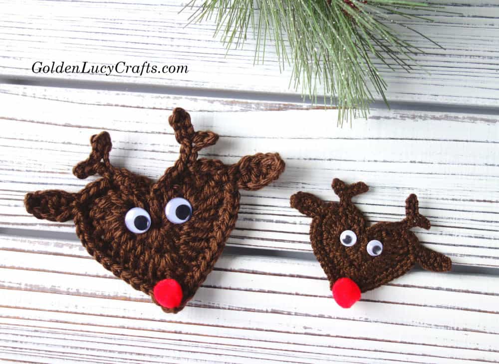 Crochet Reindeer Applique, Free Crochet Pattern - GoldenLucyCrafts