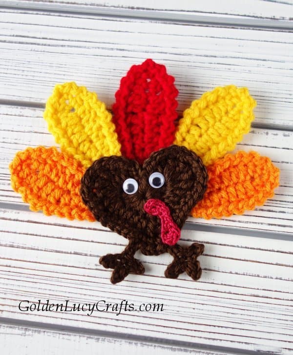 Crochet Thanksgiving turkey applique