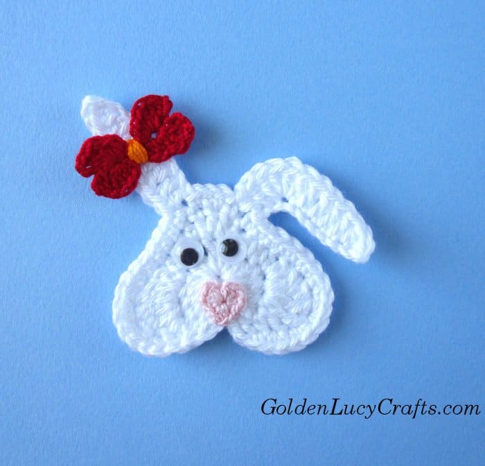 Crochet Bunny with red bow.