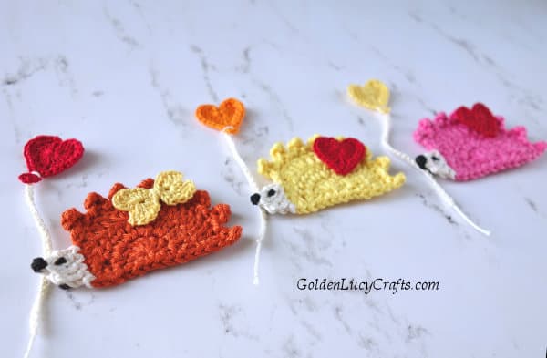 Crochet hedgehog, Valentine's Day Hedgehog, Valentine hedgehog, free crochet pattern