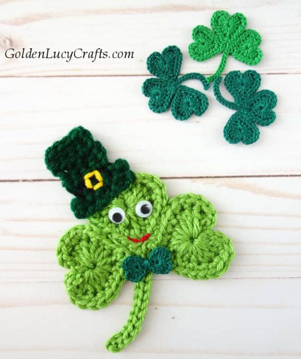 Download Crochet Shamrock in a Hat for St.Patrick's Day - GoldenLucyCrafts