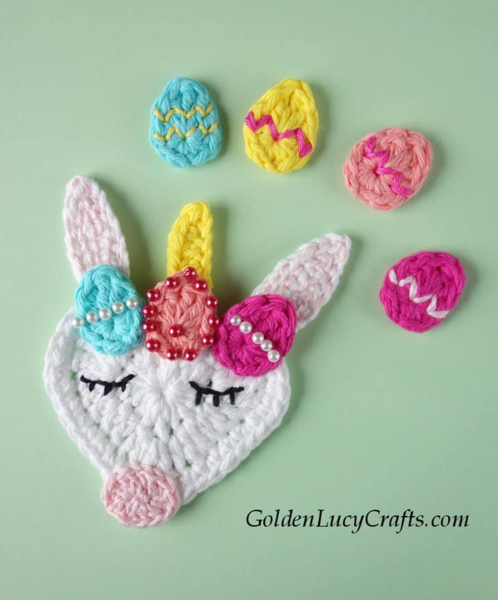 Crochet Easter Unicorn, Easter Eggs, free crochet pattern