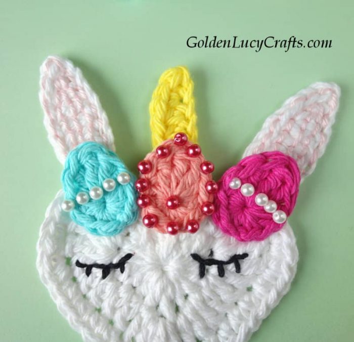 Crochet Easter Unicorn, Easter Eggs applique free crochet Easter patterns