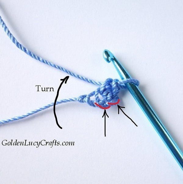 Process shot - how to crochet a Romanian cord.