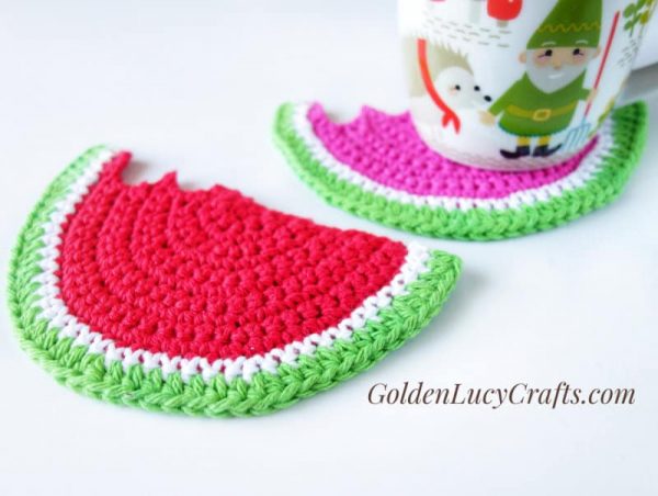 Crochet Watermelon coaster, free pattern