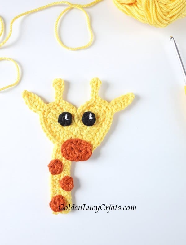Crochet Giraffe Applique, Free Crochet Pattern GoldenLucyCrafts