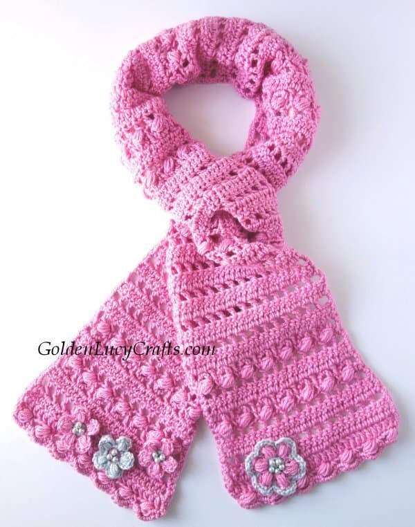 Crochet pink scarf
