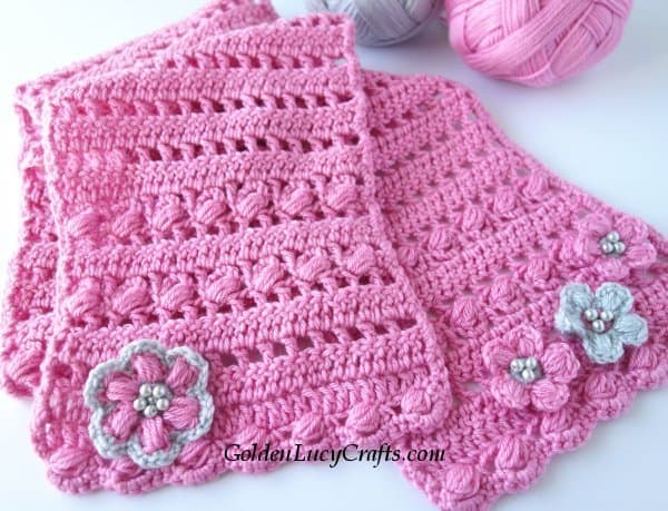 Crochet pink scarf 