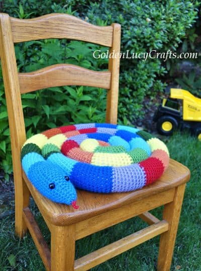 Crochet snake seat cushion, kid's seat pad