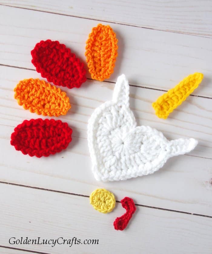 Crochet Thanksgiving decoration, turkey, unicorn, applique, free pattern