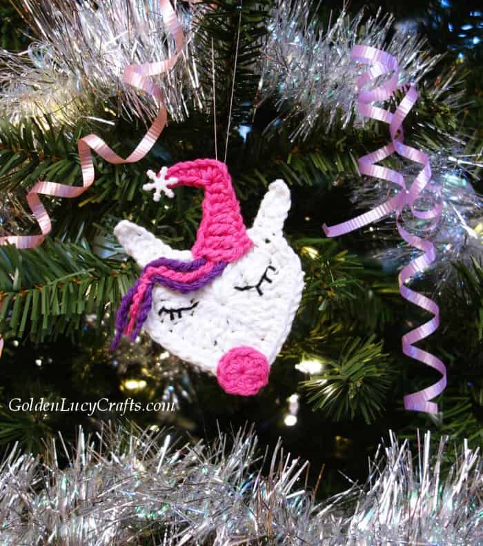 Crochet Unicorn Christmas ornament free crochet pattern, DIY, Unicorn tree decoration idea