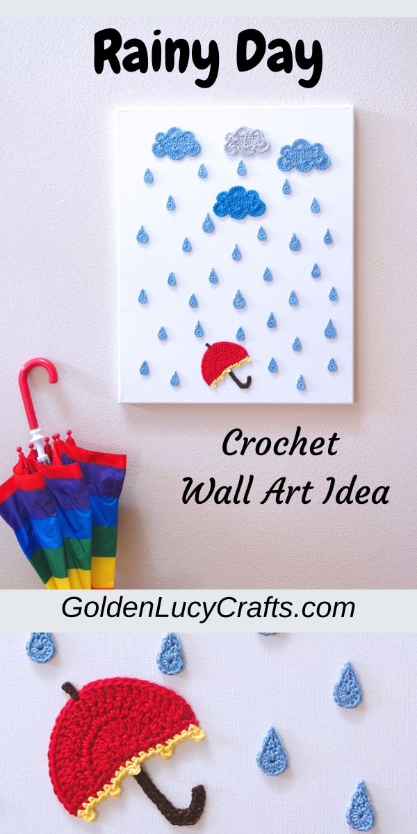 Rainy day crochet wall wall decor.