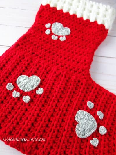 Dog Christmas Stocking, Free Crochet Pattern - GoldenLucyCrafts