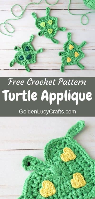 Crochet Turtle Applique, Free Crochet Pattern - GoldenLucyCrafts
