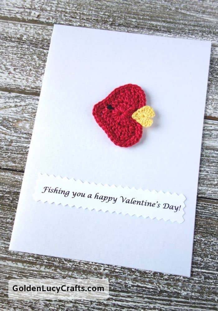 Valentine's Day handmade card, Fishing you a happy Valentine's Day, heart fish, DIY Valentines card ideas