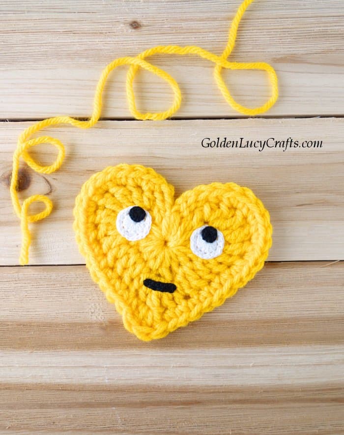 Crochet heart-shaped Rolling Eyes Emoji
