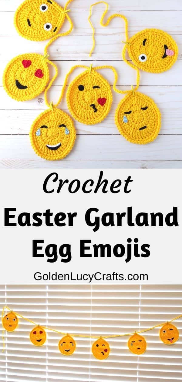 Crochet Easter Egg garland, Egg Emojis, Easter decorations, free crochet pattern