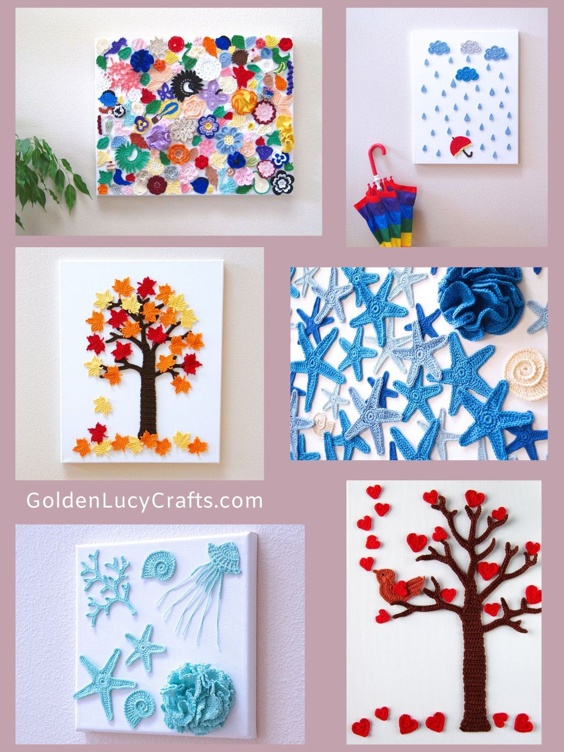 Crochet Home Decor, Wall Art Ideas GoldenLucyCrafts