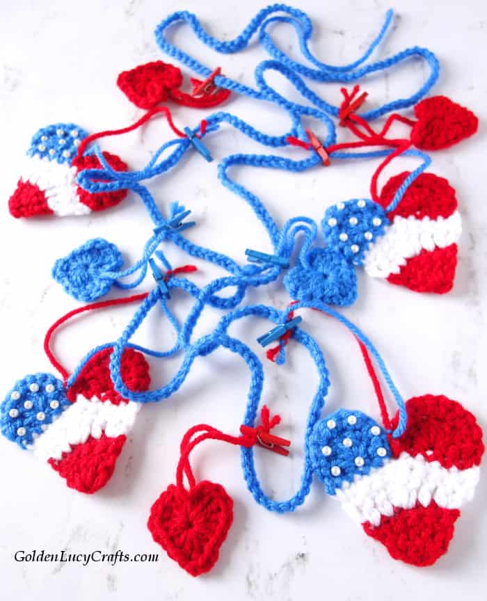 Crochet patriotic decor, garland, 4th of July home decor