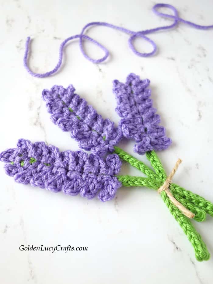 Crochet lavender applique.