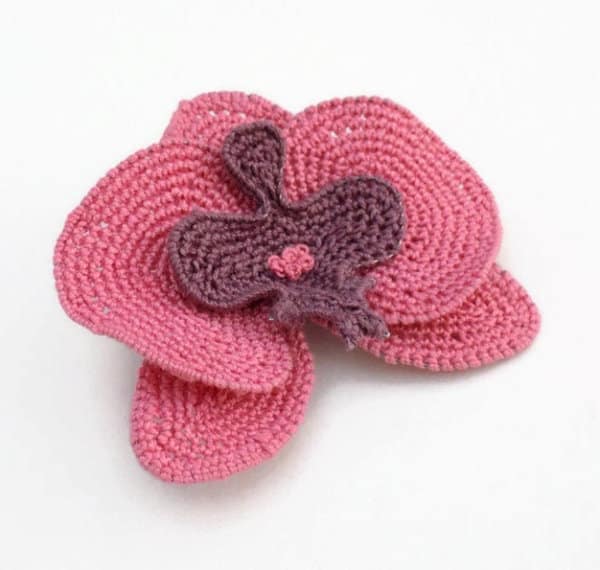 Crochet orchid, realistic flower collection