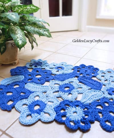 Crochet flower rug