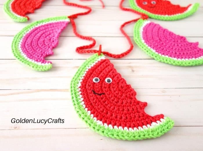 Crochet watermelon garland