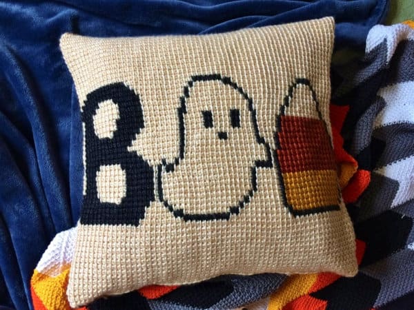Halloween crochet Boo pillow