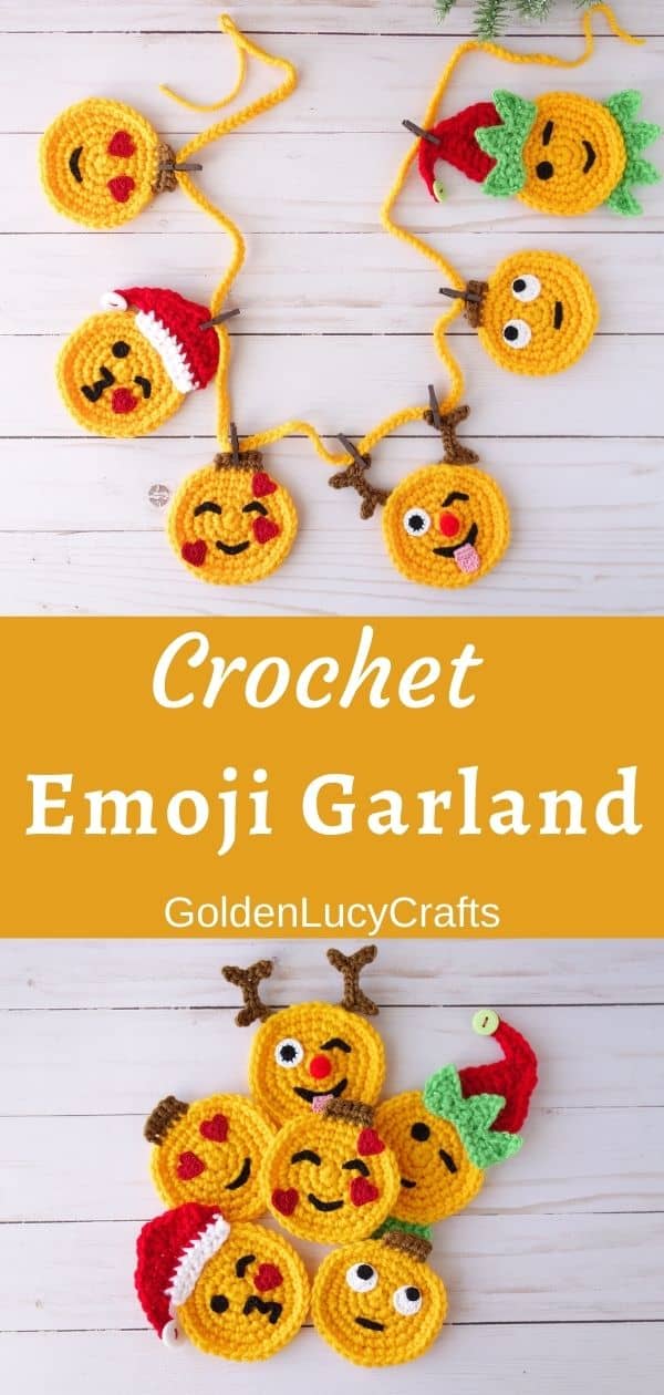 Crochet Christmas Emoji Garland GoldenLucyCrafts