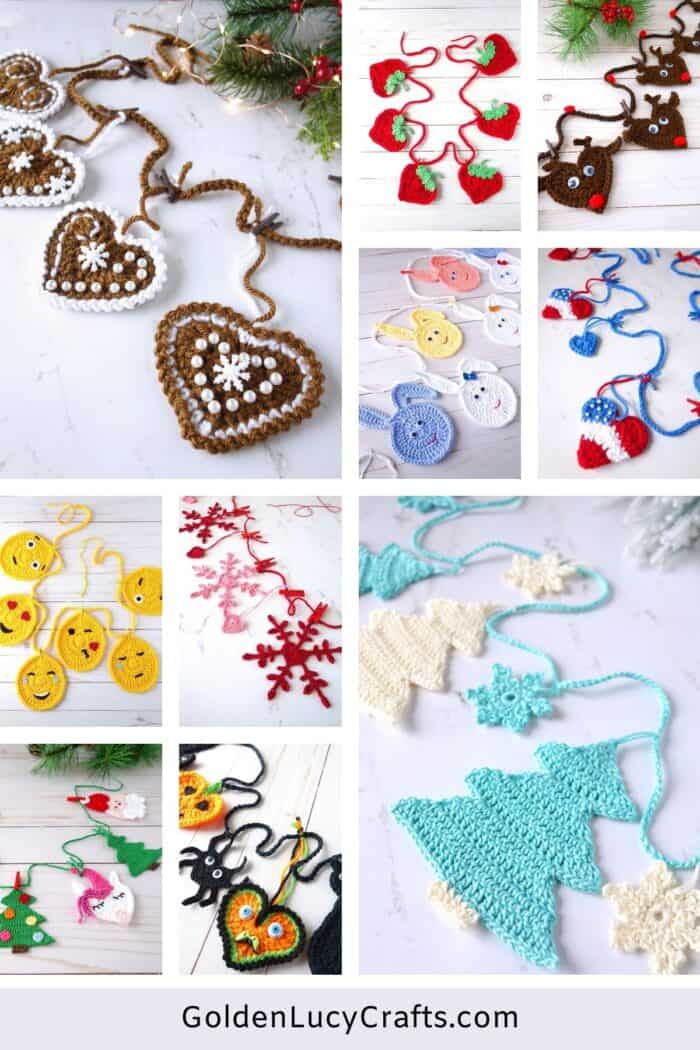 Crochet garlands, images collage.