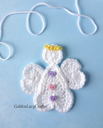 Crochet Angel applique made from hearts.